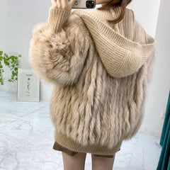Women Thick Fur Knitted Hoodies