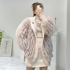 Women Thick Fur Knitted Hoodies