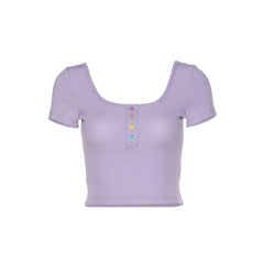 Heart Button Ribbed Tee