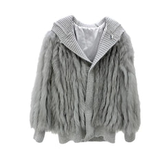 Women Thick Fur Knitted Hoodies