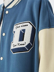 Baseball-College-Jacke mit Aufschrift „I Don't Give Damn“