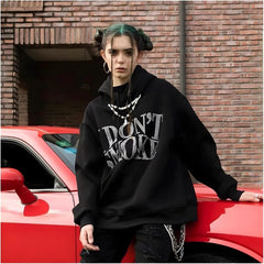 Kapuzenpullover mit Strass-Print „I Don't Smoke“