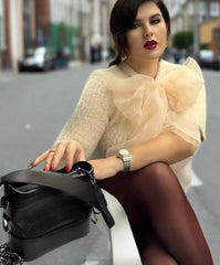 Women's Bow-Decorated O-Neck Cardigan