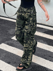 Detachable Suspender Camo Baggy Cargo Jeans