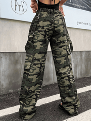 Detachable Suspender Camo Baggy Cargo Jeans