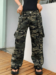Detachable Suspender Camo Baggy Cargo Jeans