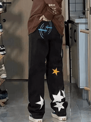 Vaqueros boyfriend rectos con parche de estrella