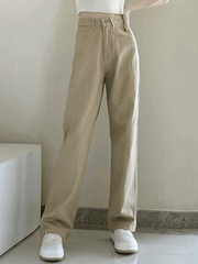 Vintage khaki straight cut boyfriend jeans