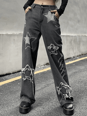Vaqueros boyfriend rotos con parche de estrella vintage