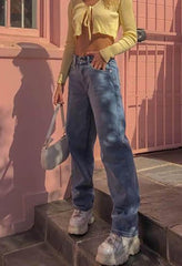 Washed high waisted boyfriend jeans