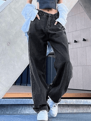 Vaqueros boyfriend con lavado oscuro Y2K