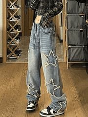 Boyfriendjeans im Vintage-Look mit Stern-Patch