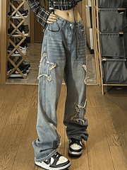 Boyfriendjeans im Vintage-Look mit Stern-Patch