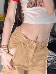 Vintage wash boyfriend jeans with zipper