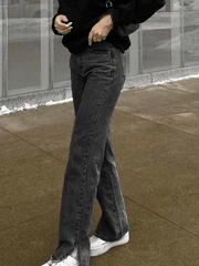 Faded slit boyfriend jeans