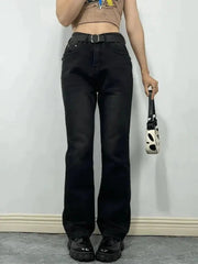 Washed vintage black boyfriend jeans