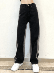 Faded black striped boyfriend jeans