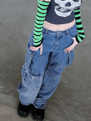 Vintage Washed Pocket Baggy Cargo Jeans