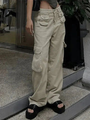 Vaqueros cargo holgados de color caqui vintage
