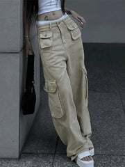 Vaqueros cargo holgados de color caqui vintage