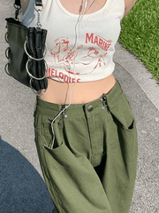 Vaqueros cargo holgados de color verde vintage