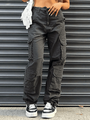 Vaqueros cargo holgados con bolsillo de parche vintage