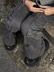 Vaqueros cargo boyfriend con estampado de estrellas vintage