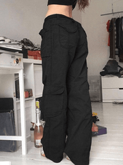 Vaqueros cargo descoloridos con bolsillos de parche