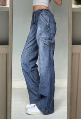 Faded cargo jeans with pocket