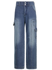 Faded cargo jeans with pocket