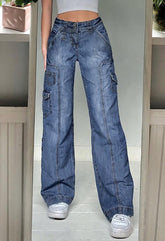 Faded cargo jeans with pocket