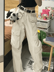 Y2K Patch Pocket Straight Cargo Jeans