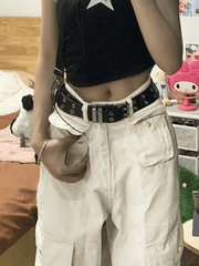 Y2K Patch Pocket Straight Cargo Jeans