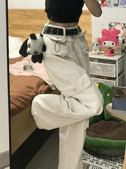 Y2K Patch Pocket Straight Cargo Jeans