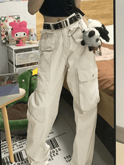 Y2K Patch Pocket Straight Cargo Jeans