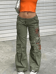 Low Rise Printed Cargo Jeans