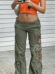 Low Rise Printed Cargo Jeans