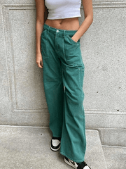 High waisted cargo jeans with patch pocket