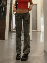 Vintage cargo jeans with buckle pocket