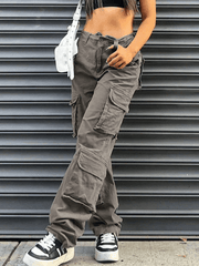Multi-pocket vintage baggy cargo jeans