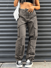 Multi-pocket vintage baggy cargo jeans