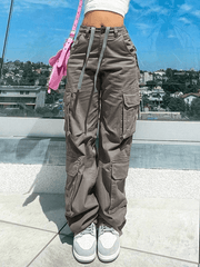 Multi-pocket vintage baggy cargo jeans