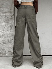 Vintage Button-Down Straight Leg Cargo Jeans