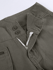 Vintage Button-Down Straight Leg Cargo Jeans