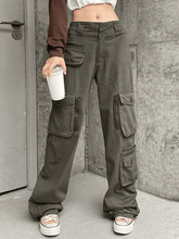 Vintage Button-Down Straight Leg Cargo Jeans