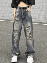 Washed Frayed Ripped Boyfriend Jeans