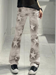 Contrast high waisted star jeans