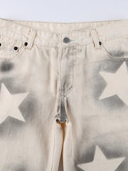 Contrast high waisted star jeans