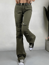 Faded flared jeans with metallic decoration