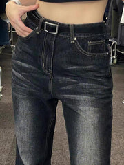 Faded low-rise flared jeans